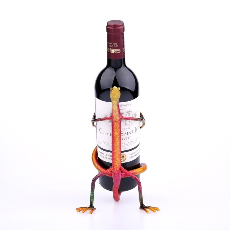 Wine Bottle Holder-Gecko Metal Art Decorative Novelty Wine Rack