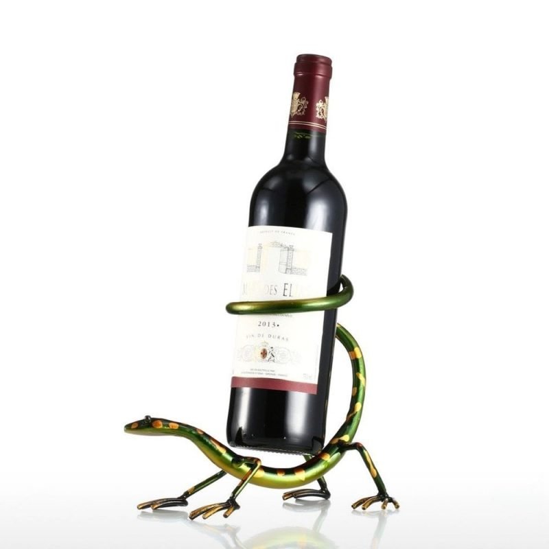 Wine Bottle Holder-Gecko Metal Art Decorative Novelty Wine Rack