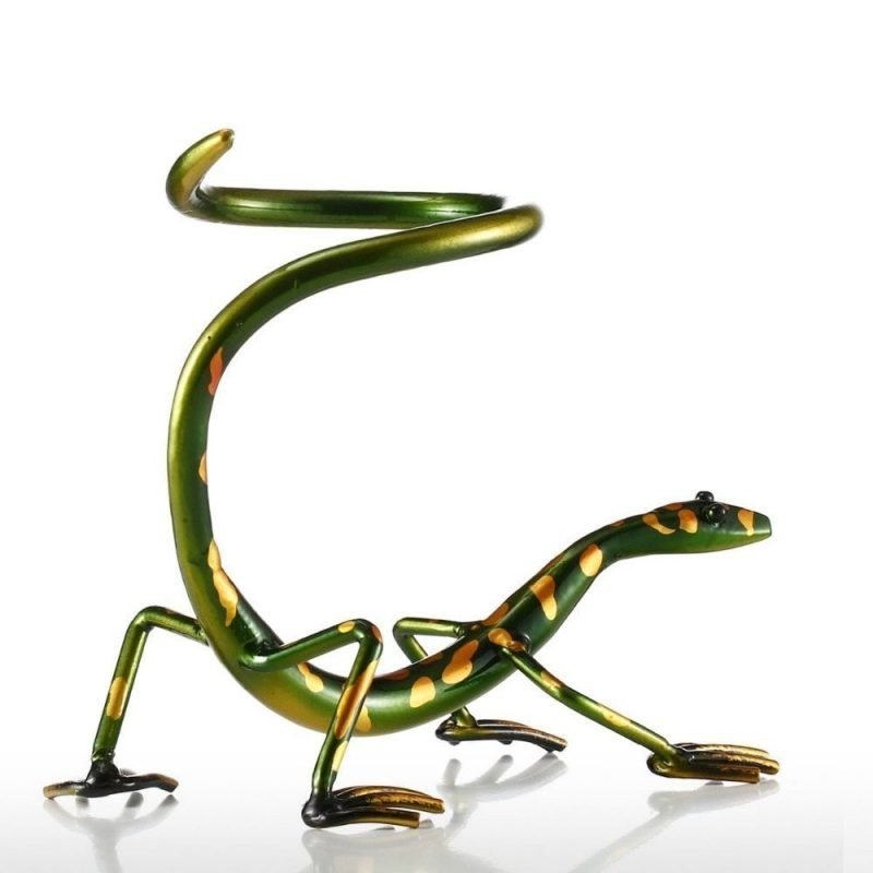 Wine Bottle Holder-Gecko Metal Art Decorative Novelty Wine Rack