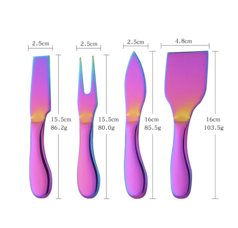 Rainbow Mirror Stainless Steel Cake Knives Server Set Pizza Cutter
