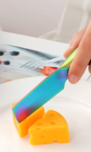Cheese Knives Set — Rainbow Mirror Stainless Steel 4-Piece