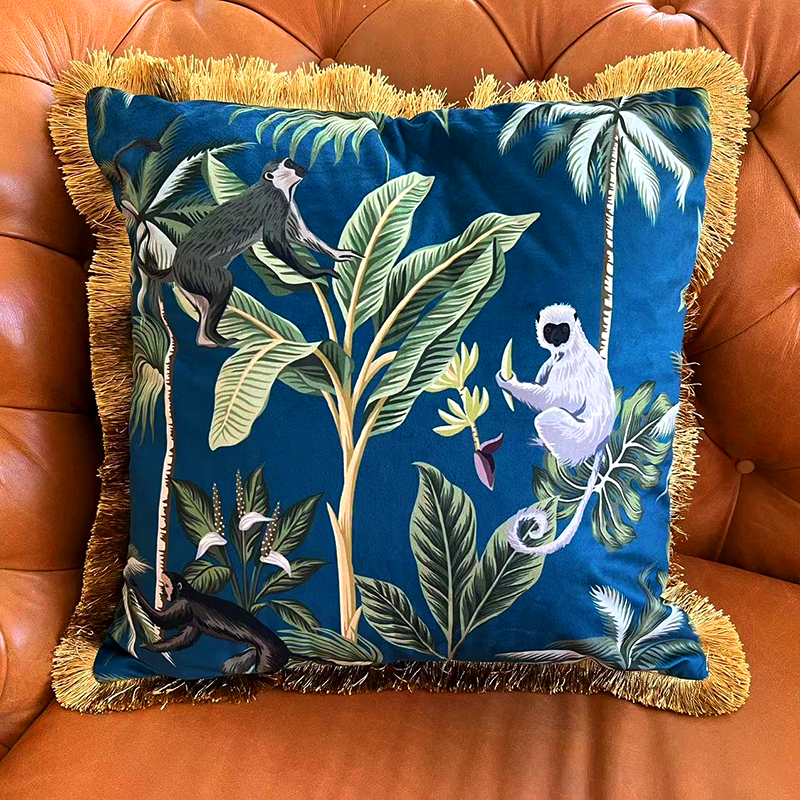 Tropical Monkey Green Cushion Cover