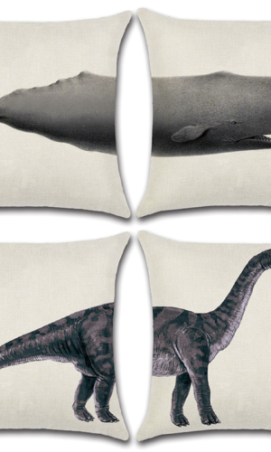 Cushion Covers Animal Puzzle Design — Dinosaur, Whale, Shark, 45x45cm
