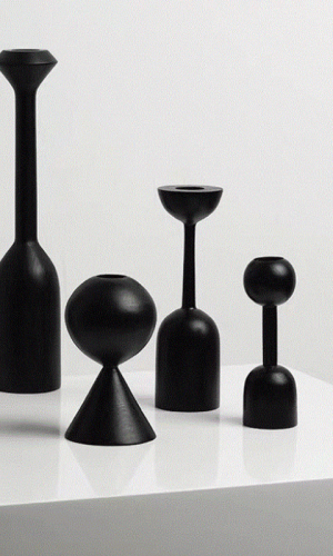 candle holder-Black Wooden Set Modern Candlestick Holder
