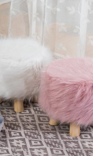 Round Ottoman Cover Ø28cm — Long Hair Faux Fur Plush