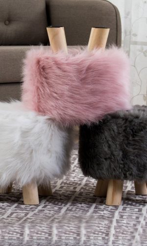 Round Ottoman Cover Ø28cm — Long Hair Faux Fur Plush