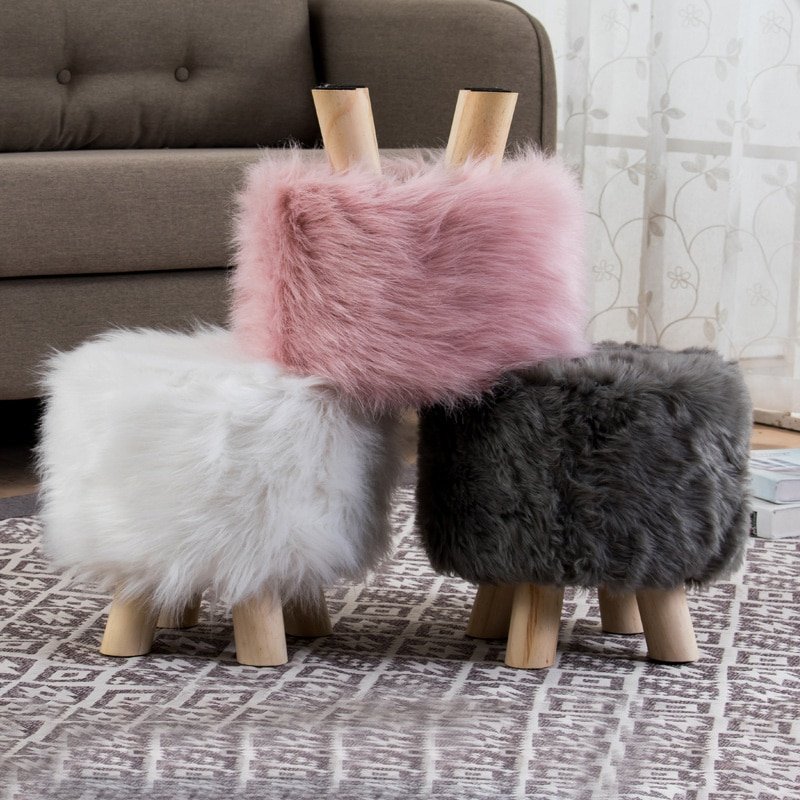 Round Ottoman Slipcover Foot Stool Cover