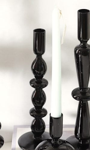 Candle Holders – Handmade Black Glass Romantic Candle Stand