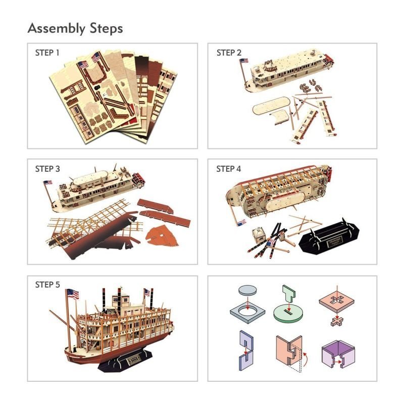 Mississippi Steamboat Ship Model Kit — 46cm, 3D Paper, Ages 10+ - Image 5
