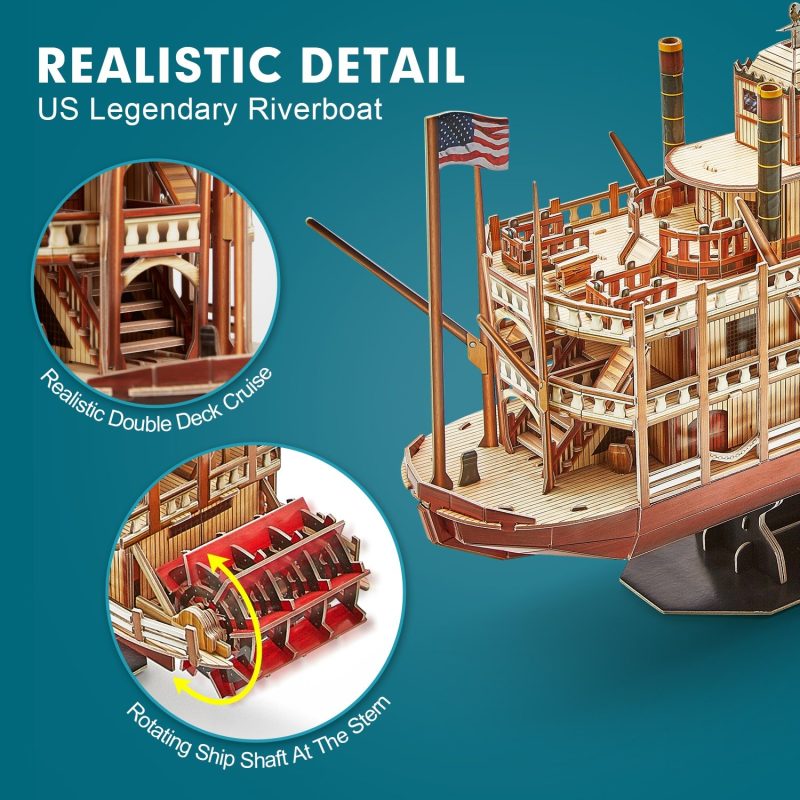 Mississippi Steamboat Ship Model Kit — 46cm, 3D Paper, Ages 10+ - Image 3