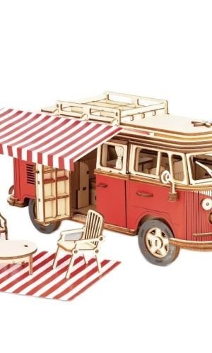 Volkswagen T1 Camper Van Wooden Model Kit — 3D Puzzle, 29cm, Ages 12+