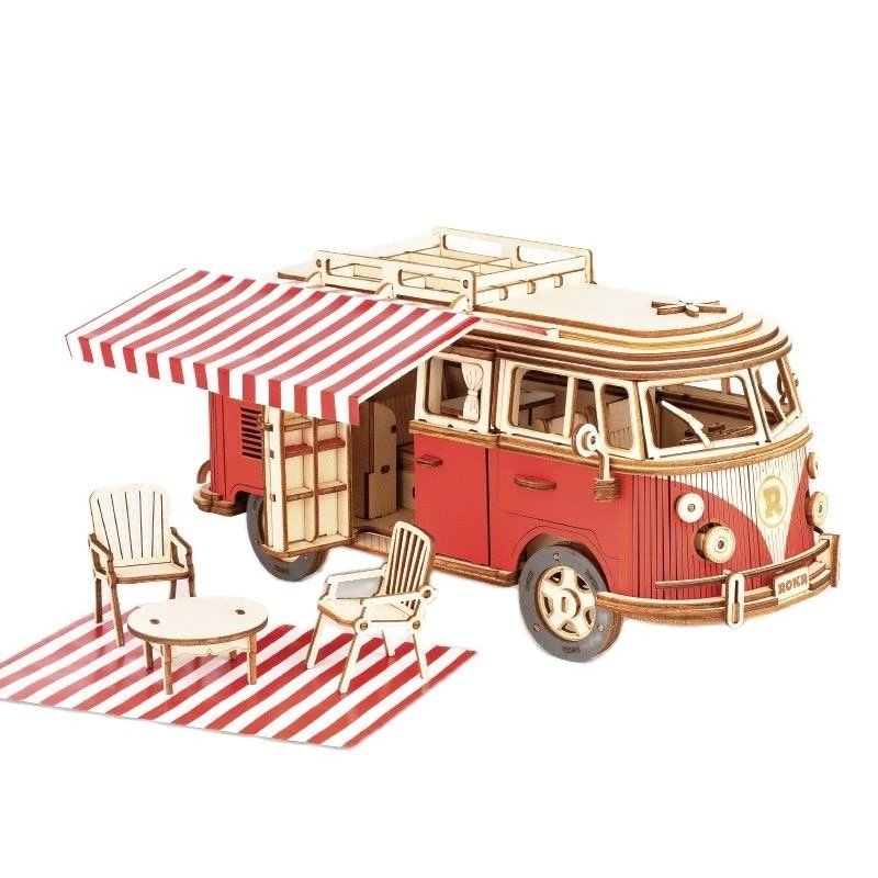 Volkswagen T1 Camper Van Wooden Model Kit 3D Puzzles