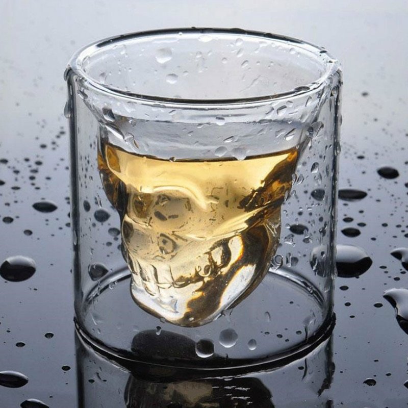 Skull Whiskey tumblers Novelty Drink Glass Double Wall Glasses