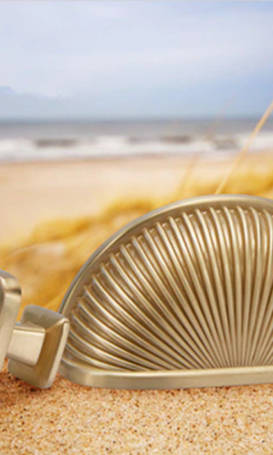 Cabinet Handles Art Deco Sea Shell — Golden & Black, Zinc Alloy