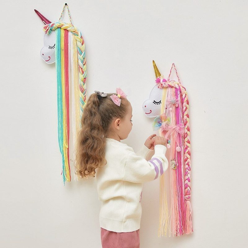 Rainbow Colour Unicorn Wall Décor Hair Accessories Organiser Girls Wall Decor