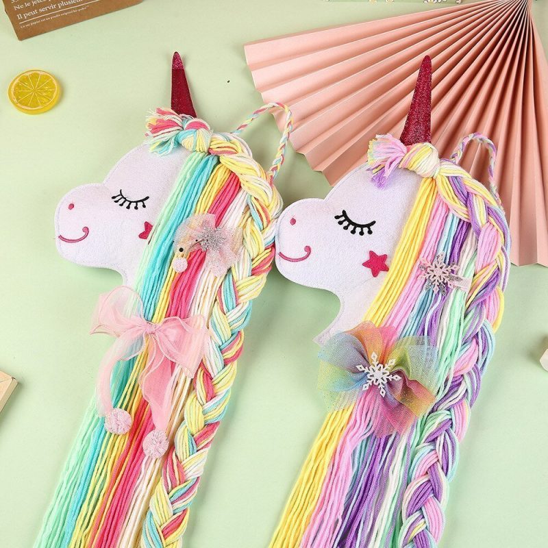 Rainbow Colour Unicorn Wall Décor Hair Accessories Organiser Girls Wall Decor