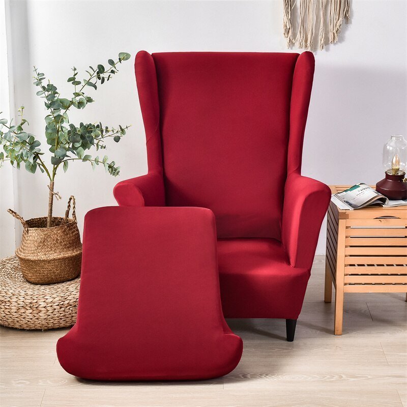 Wingback Armchair Cover & Ottoman Cover — Stylish Colours 2 Pcs/Set slipcovers for wingback chairs covers
