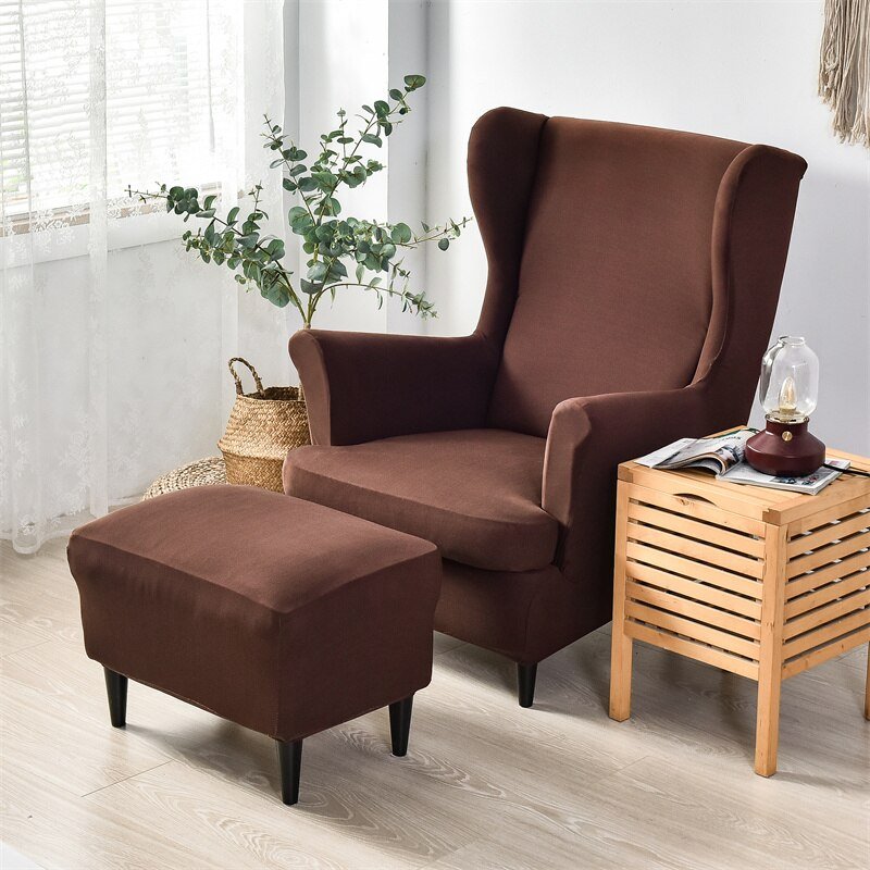 Wingback Armchair Cover & Ottoman Cover — Stylish Colours 2 Pcs/Set slipcovers for wingback chairs covers