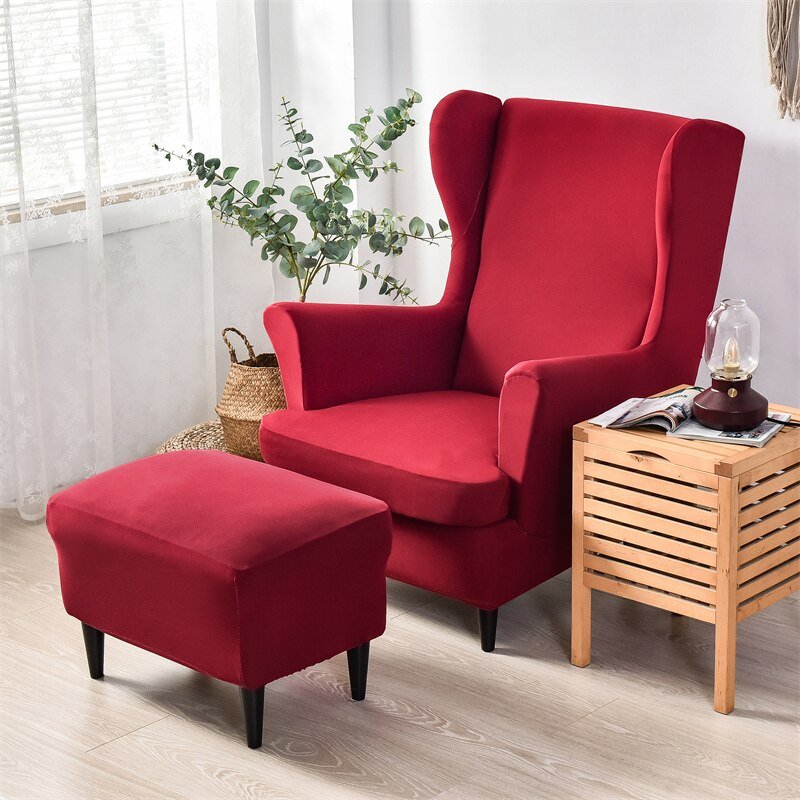 Wingback Armchair Cover & Ottoman Cover — Stylish Colours 2 Pcs/Set slipcovers for wingback chairs covers