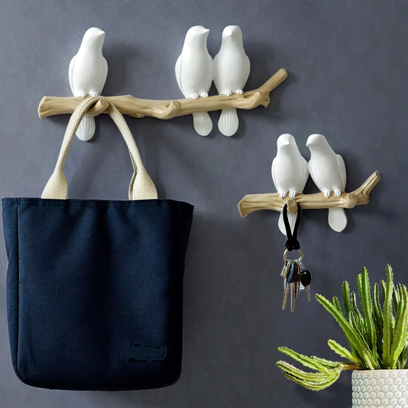 Joy of Birds — Charming Bird Hooks for Wall, Resin, 3 Colours Resin Birds Wall Hook Charming Birds Wall Hanging Hook