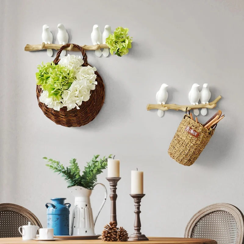 Joy of Birds — Charming Bird Hooks for Wall, Resin, 3 Colours Resin Birds Wall Hook Charming Birds Wall Hanging Hook