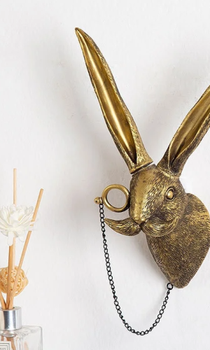 Animal Figurines Wall Art — Rabbit, Bear, Deer & Wolf in Resin