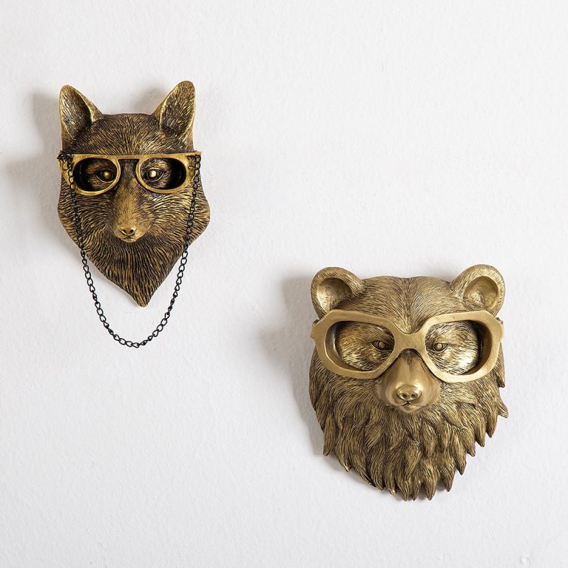 Animal Figurines Rabbit Bear Deer & Wolf Wall Décor
