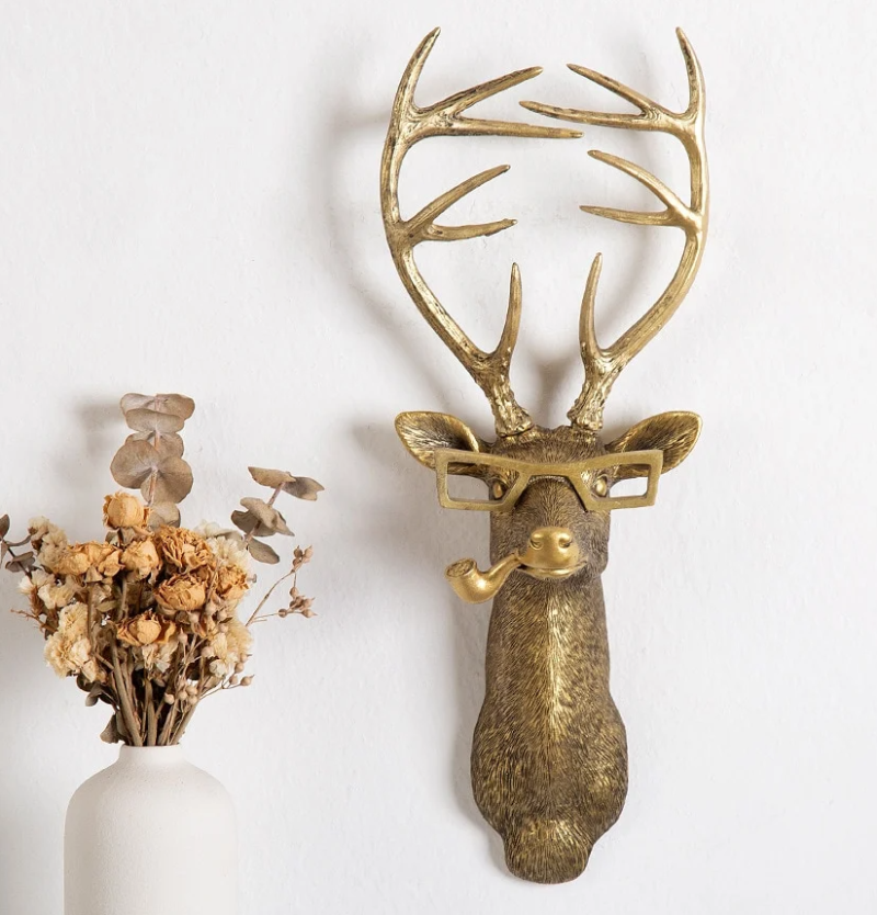 Rabbit Bear Deer & Wolf Animal Figurines Wall Décor for Kids Room Or Nursery Resin Art