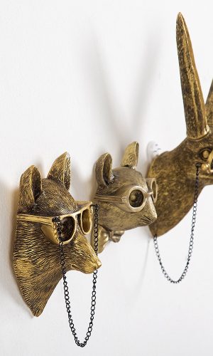 Animal Figurines Wall Art — Rabbit, Bear, Deer & Wolf in Resin