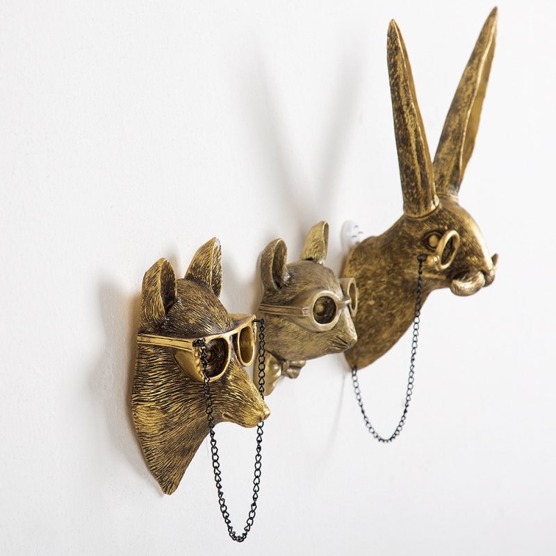 Animal Figurines Rabbit Bear Deer & Wolf Wall Décor