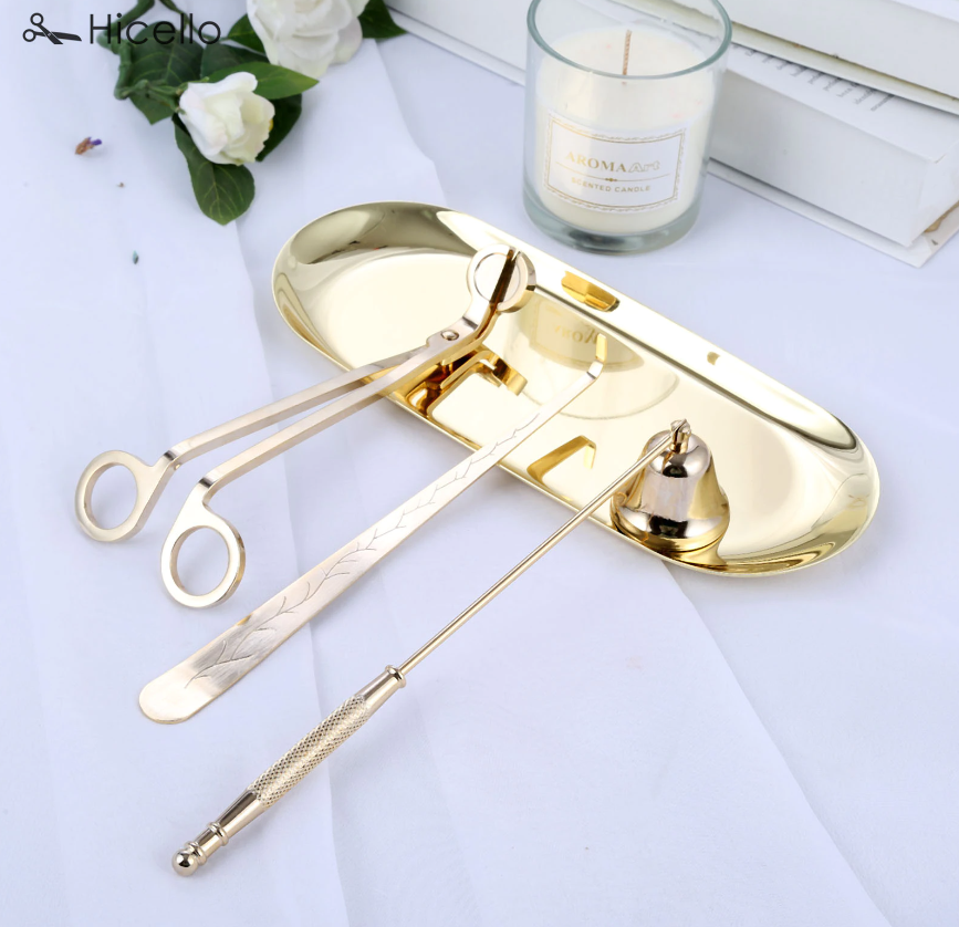 Candle Care Kit Set — Trimmer, Snuffer & Dipper with Tray