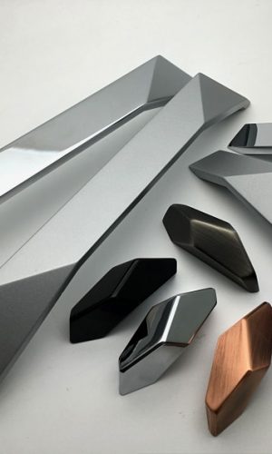 Cabinet Handles Sculpted Geometric — Contemporary Blue, Zinc Alloy