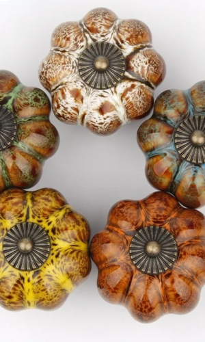 Cabinet Knobs Retro Pumpkin Ceramic — Vintage Style, Unique Glaze