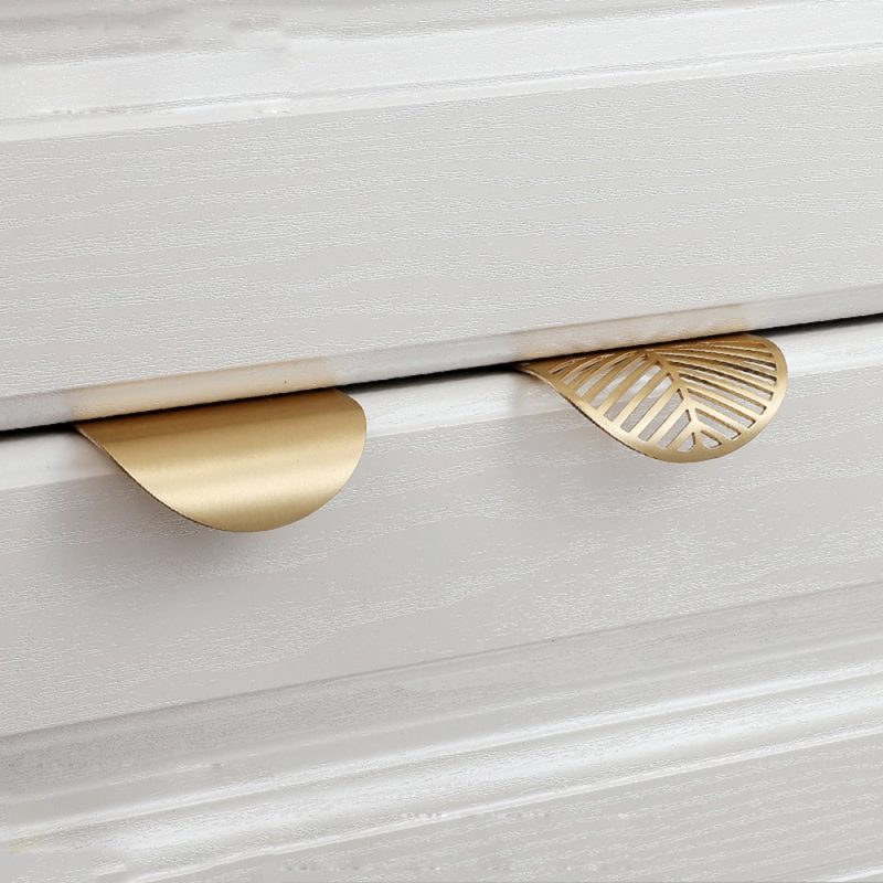 Cabinet Pulls Drawer Handles Golden Leaf — Modern Design, Copper Brass Cabinet Handles Art Deco Handles Drawer Knobs