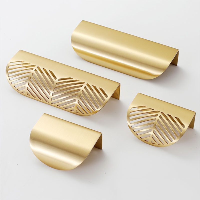 Cabinet Pulls Drawer Handles Golden Leaf — Modern Design, Copper Brass Cabinet Handles Art Deco Handles Drawer Knobs
