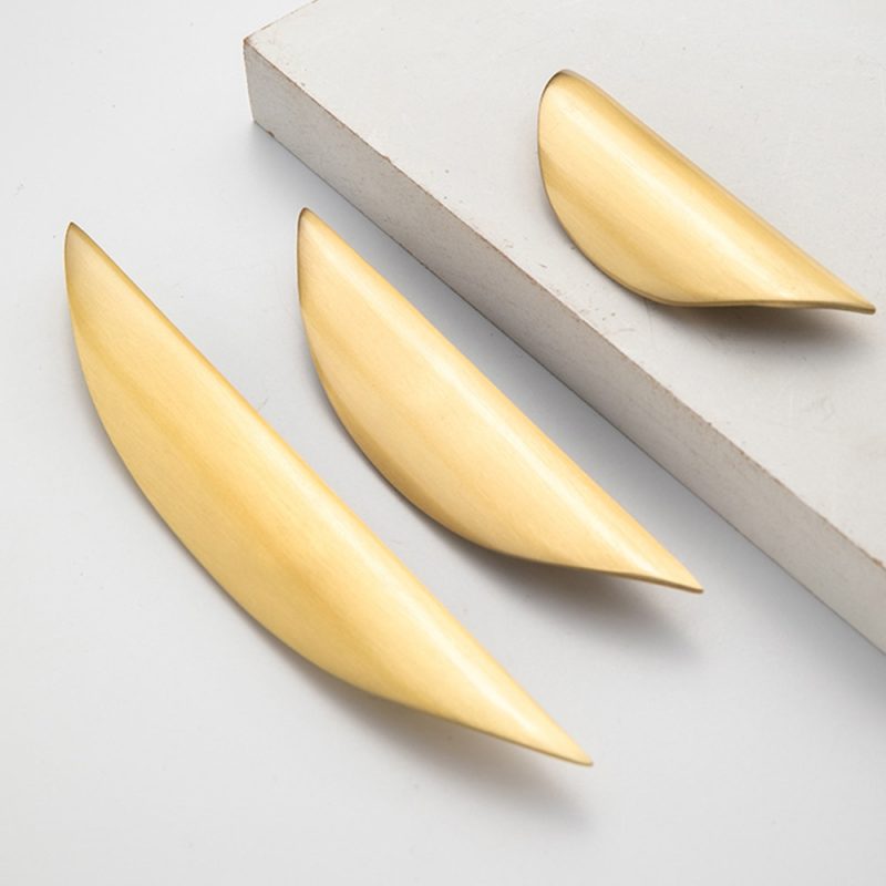 Cabinet Pulls Drawer Handles Golden Leaf — Modern Design, Copper Brass Cabinet Handles Art Deco Handles Drawer Knobs