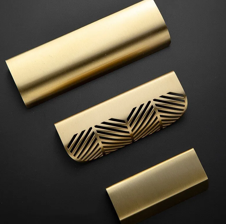 Cabinet Pulls Drawer Handles Golden Leaf — Modern Design, Copper Brass Cabinet Handles Art Deco Handles Drawer Knobs