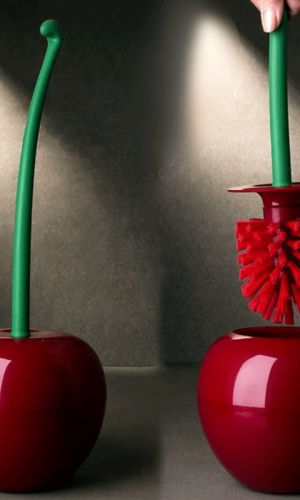 Red & Green Apple Shape Novelty Design Toilet Brush Set
