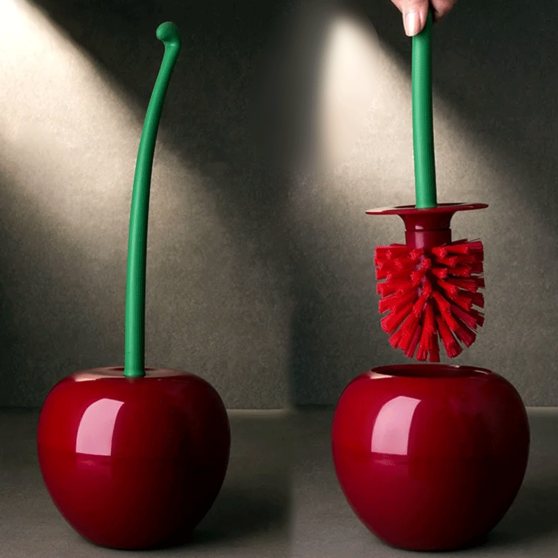 Red & Green Apple Shape Novelty Design Toilet Brush Set