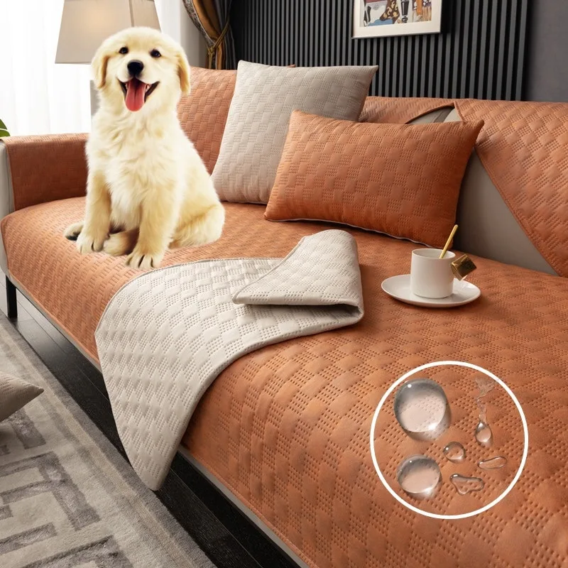 Water Repellent Faux Leather Sofa Covers Pet Couch Covers With Pillow Case