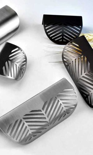 Cabinet Pulls Drawer Handles Silver & Black Leaf — 304 Stainless Steel