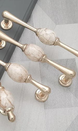Cabinet Handles Art Deco Drawer Knobs — Vintage Marble Ceramic Style
