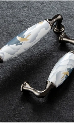 Vintage Style Cabinet Handles Drawer Knobs-Flying Crane Ceramic