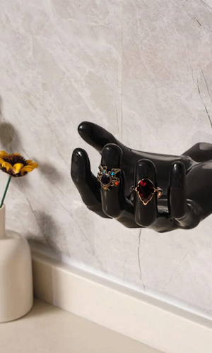Novelty Hand-Shaped Ring Holder & Jewellery Hook — Self-Adhesive