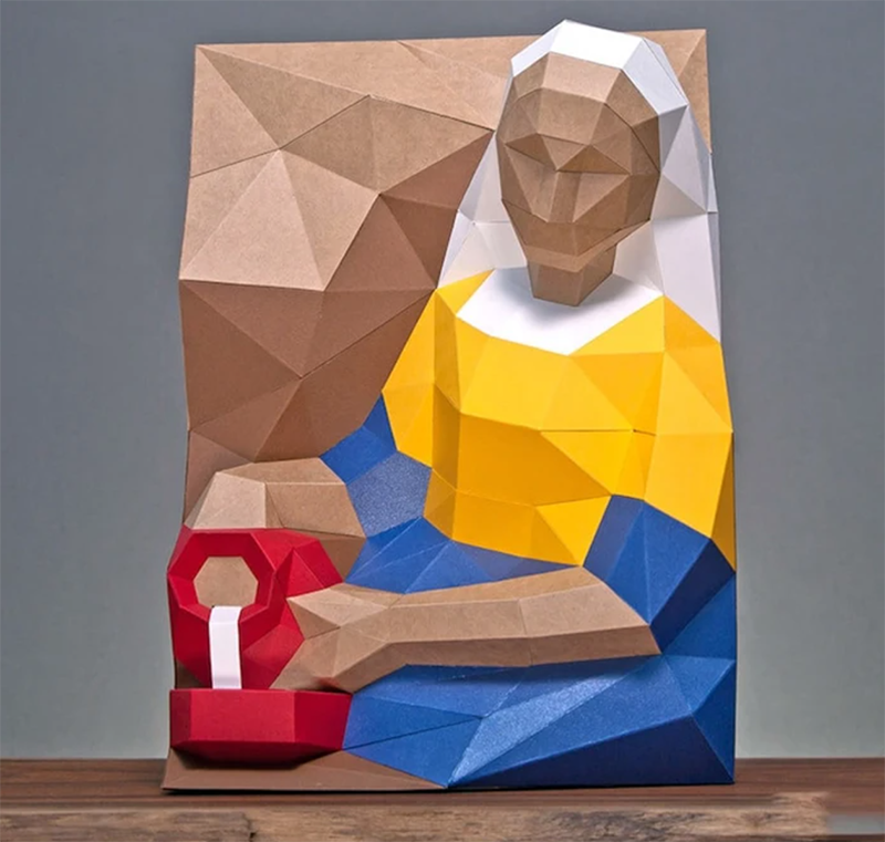 DIY Cardboard Papercraft 3D Model Kits Mona Lisa, Girl With A Pearl Earring , Milkmaid, The Scream for 14+ and Adults
