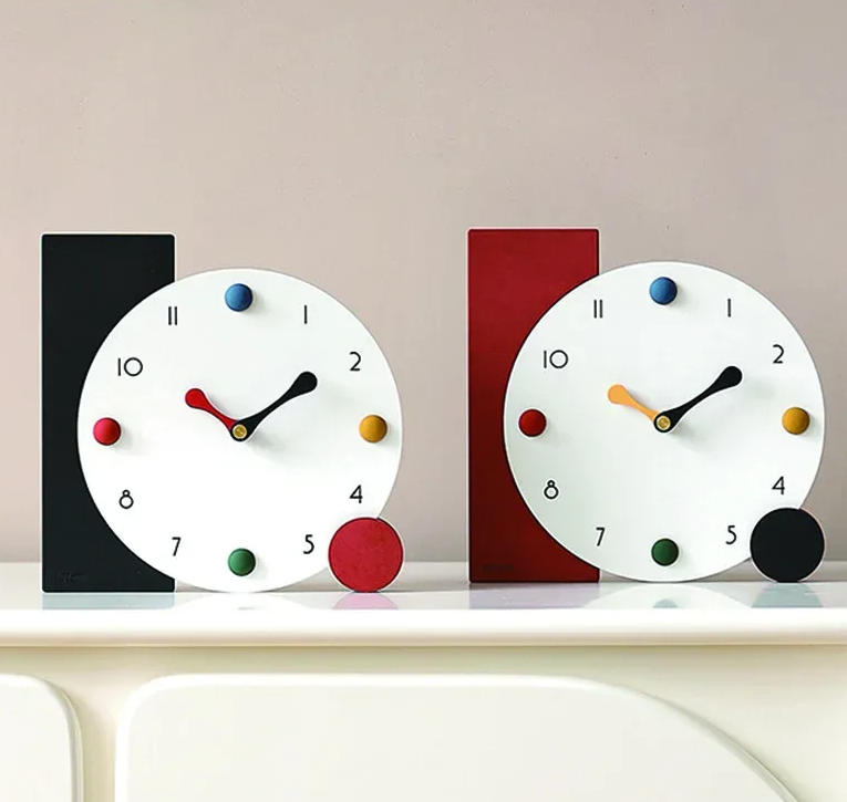Joan Miró Inspired Novelty Designer Desk Clock — Geometric Colours Geometry Colour Play Joan Miró Inspired Novelty Designer Desk Clock