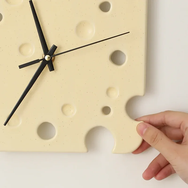 Gift for Cheese Lovers — Hello Cheese Ceramic Wall Clock, 20cm Hello Cheese Ceramic Wall Clock Novelty Wall Clock 20cm 8″ Cheese Lovers Gift