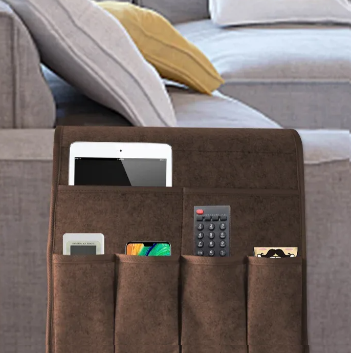 Couch Caddy Armrest Organiser — Remote & Phone Holder, Non-Slip Felt Couch Caddy Remote Control Holder for Couch Recliner, Non Slip Armrest Organizer