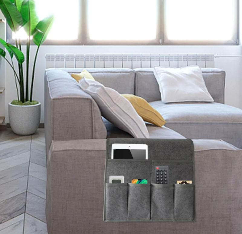 Couch Caddy Armrest Organiser — Remote & Phone Holder, Non-Slip Felt Couch Caddy Remote Control Holder for Couch Recliner, Non Slip Armrest Organizer