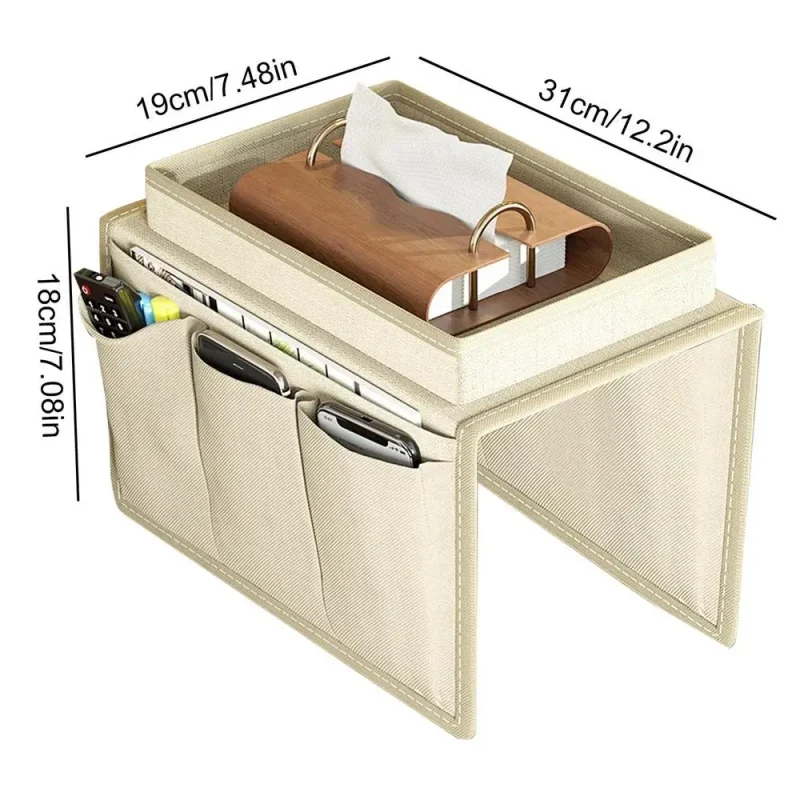 Couch Caddy Sofa Armrest Organiser — Remote Holder with 5 Pockets Couch Caddy Remote Control Holder for Couch Recliner, Non Slip Armrest Organizer